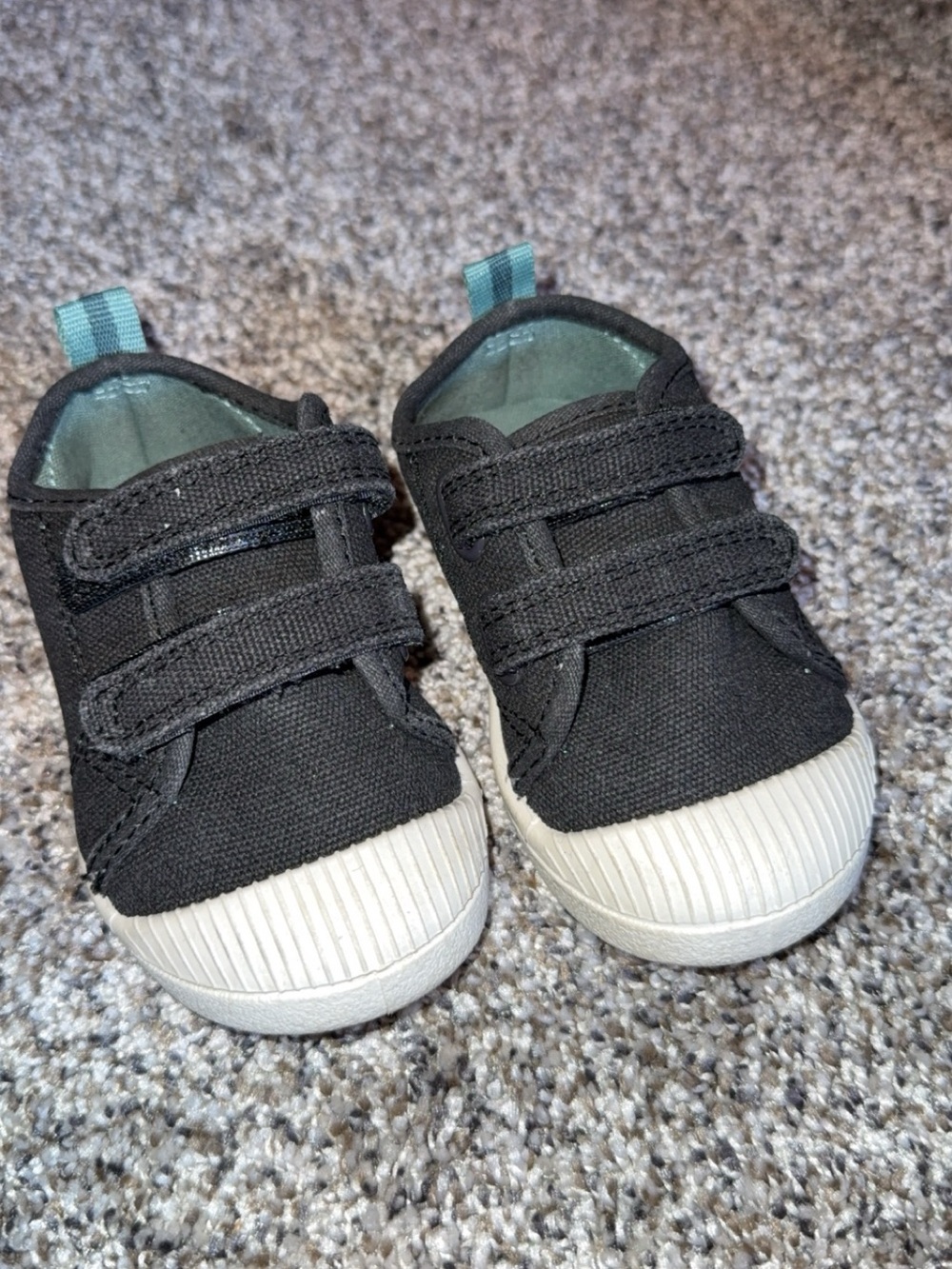 Cat & Jack Black Canvas Velcro Sneakers with White Toe